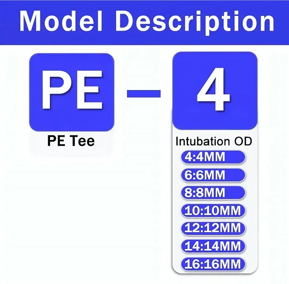 5PCS PE Pneumatic Tee Fitting - Plastic Push in Air Connector Tube Quick Release Hose Pipe Adapter for 4mm 6mm 8mm 10mm 12mm T&I Online Store