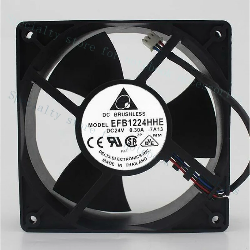 A+ Delta 12038 12CM EFB1224HHE DC 24V 0.30A 3-line Double Ball Cooling Fan Inverter