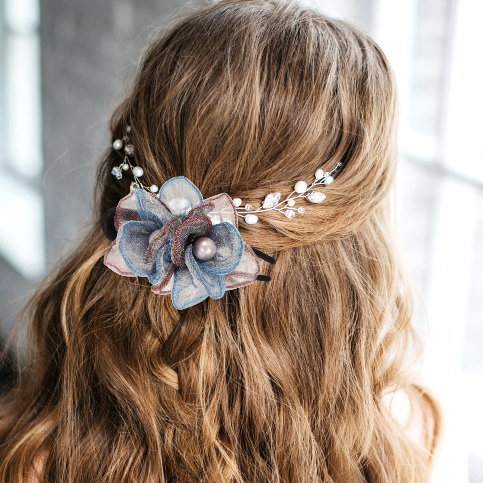 

Duck Bill Clip Silk Flower Design Non-Slip Grip For Thick Hair Styling Party Wedding Daily Wear Hair Accessories