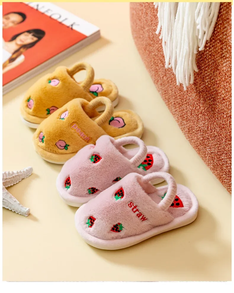 Kinder-Baumwoll-Hausschuhe, einfarbig, warm, für den Winter, für Jungen und Mädchen, mit Plüschfutter, für den Innenbereich, weiche Sohle, rutschfest, Baumwollschuhe. – Detail 12
