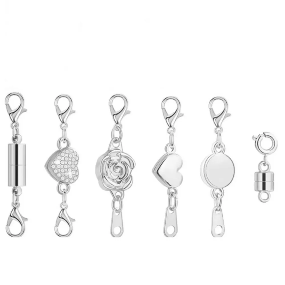 6/12 szt. Złote i Srebrne Magnetyczne Zapięcia do Naszyjników Dwugłowicowe Karabińczyki DIY Naszyjnik Biżuteria Przedłużka Magnetyczne Zamykanie Regulowane