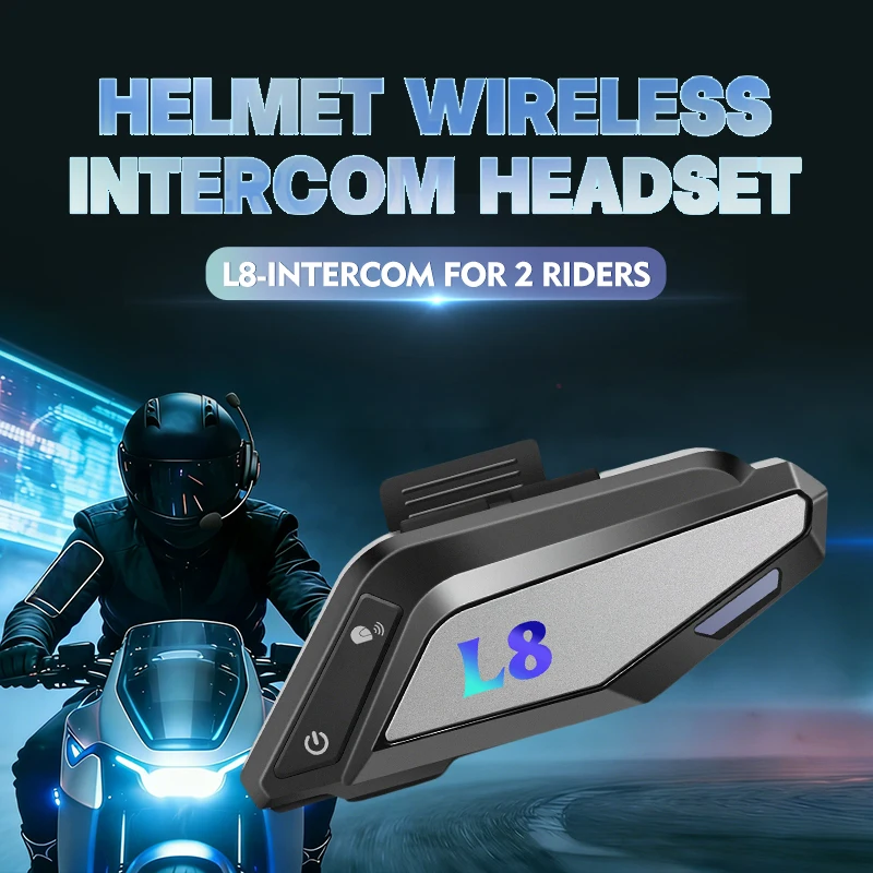 Intercomunicador Musical para Motocicleta con Bluetooth 5.3, Auriculares Impermeables con Alcance de 300m, Intercomunicador con Altavoz y Auricular