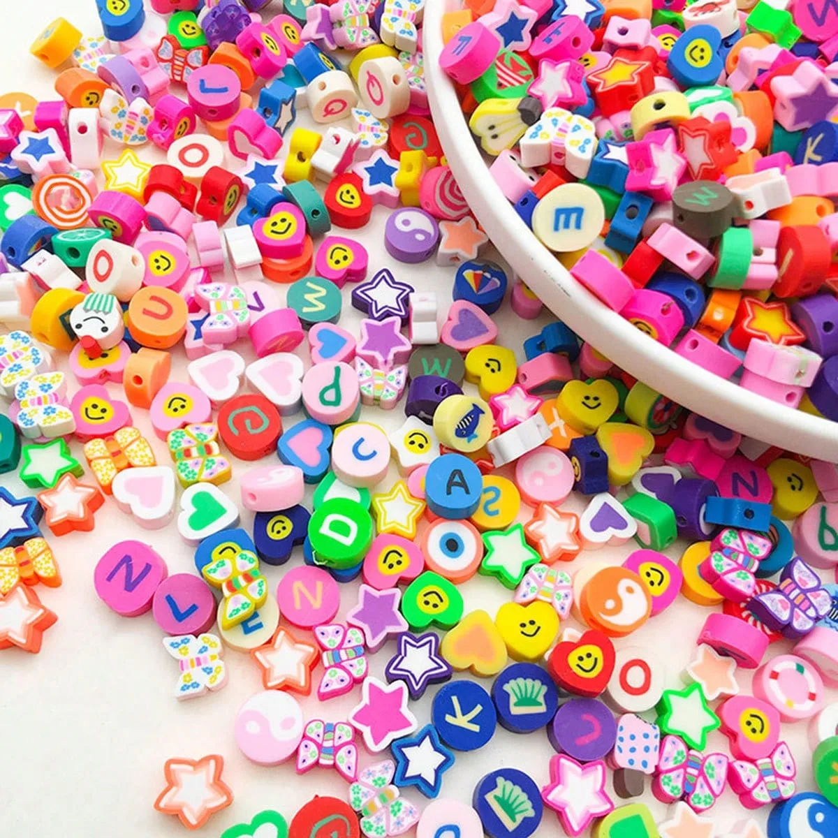 100pcs Fashionable Assorted Soft Ceramic Beads For DIY Bracelet And Necklace Making (Random Styles)