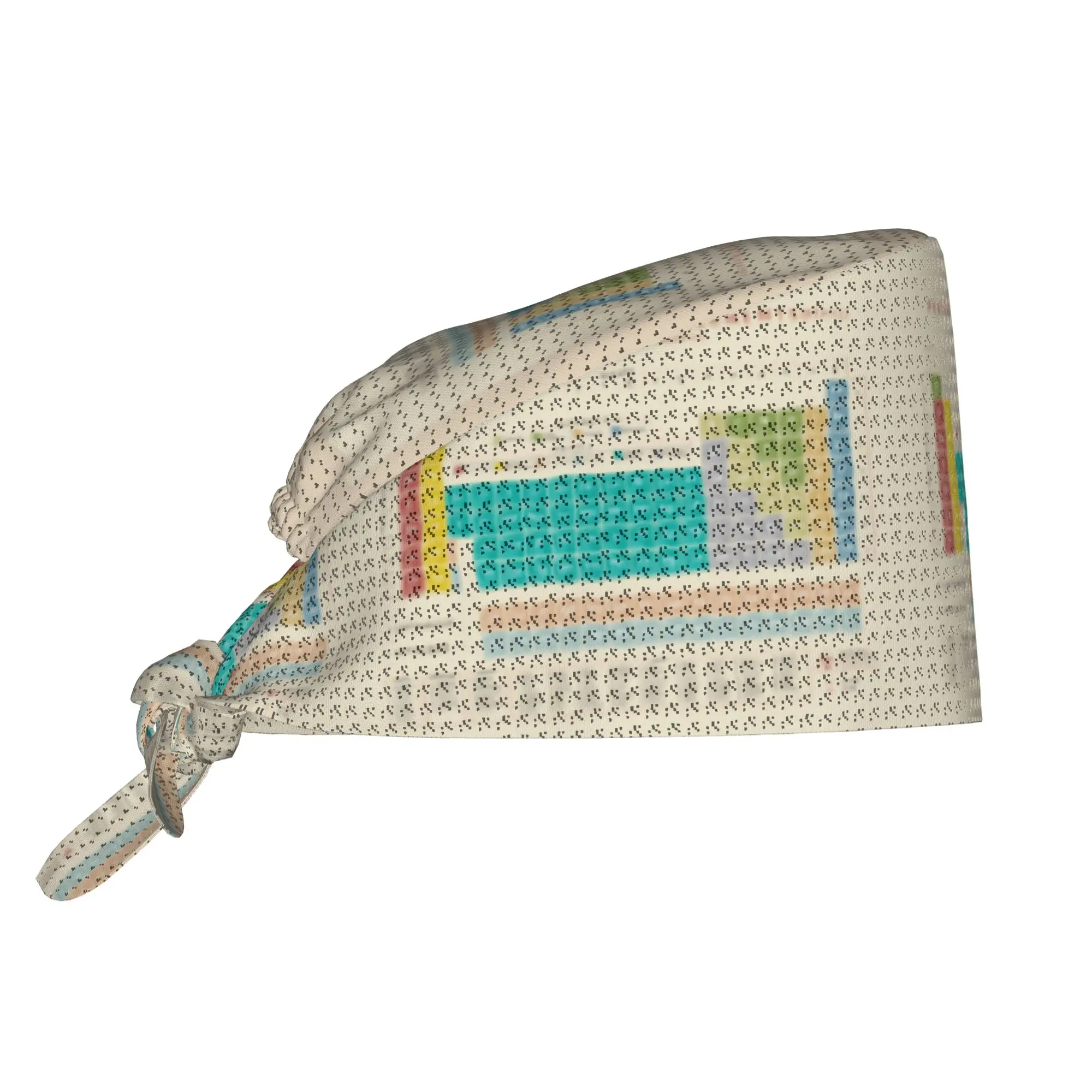 Elements Periodic Table Breathable Surgical Scrub Hat Nursing Hair Hats Chemistry Chemical Work Scrubs Hat for Medical Surgical