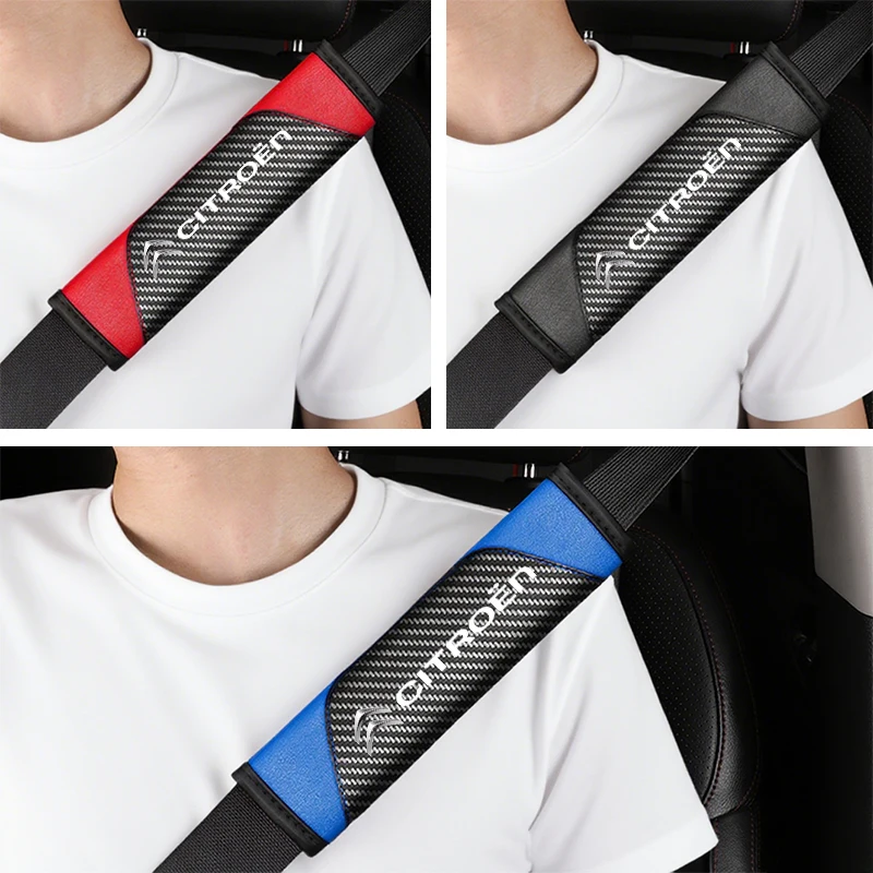 

2/4 pieces of genuine leather carbon fiber car seat belts and car accessories For Citroen C4 C3 C5 C1 C2 Berlingo Celysee Cactus