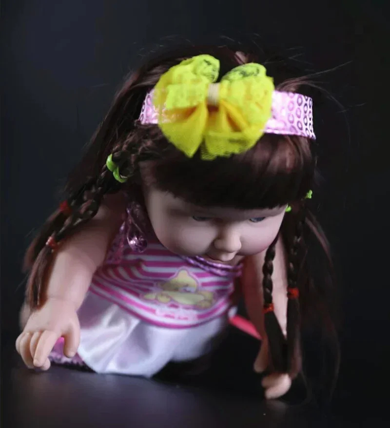 Muñeca Reborn con diadema y lazo de ojos azules para niña, muñeco recién nacido de 30cm, regalo, novedad