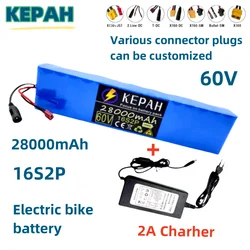 充電式リチウムイオン電池,67.2V充電器,18650, 60V,16s2p,28000mAh