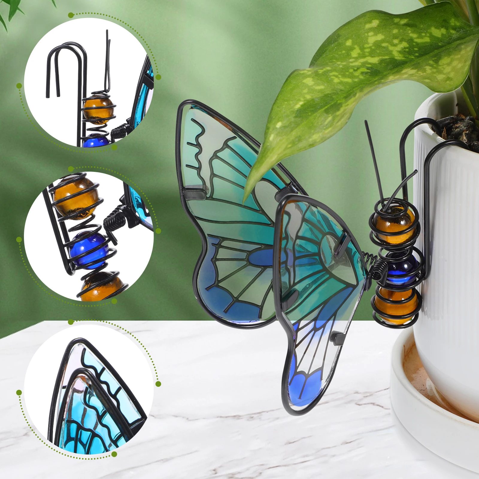 3Pcs Flowerpot Butterfly Pendant bonsai Butterfly Ornament Planter Pot Iron Butterfly Hanger Figurine Landscape deco