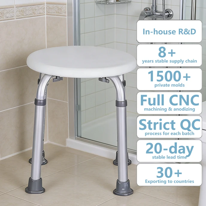 

Simplywalk Aluminum Alloy 136KG Bath Shower Chair Portable Medical Disabled People MDR CE Certification Customized ing