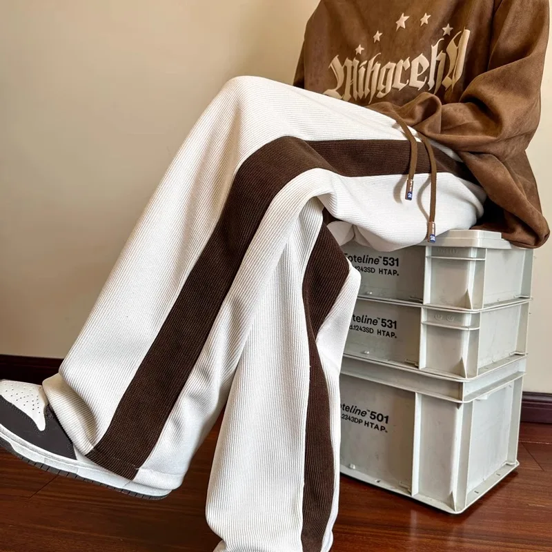 

Мужские повседневные брюки больших размеров Thiened Fce Spor, широкие длинные прямые брюки-трубы, осенне-зимние брюки для отдыха для подростков