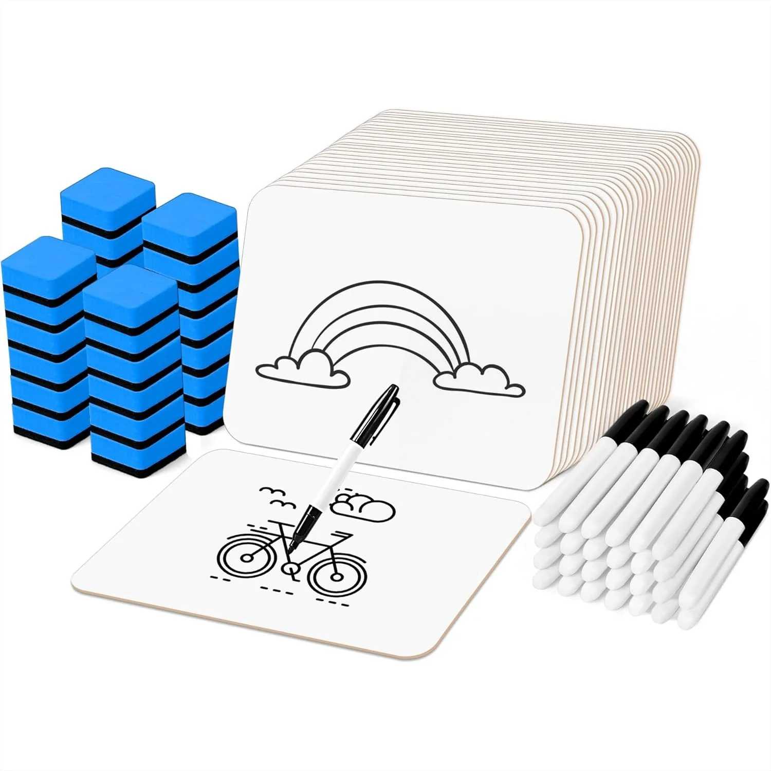 

Dry Erase Lapboards 26 Pack Double Sided 12.5x9 Inch Whiteboards with 26 Erasers and 26 Markers for Classroom Teacher Supplies