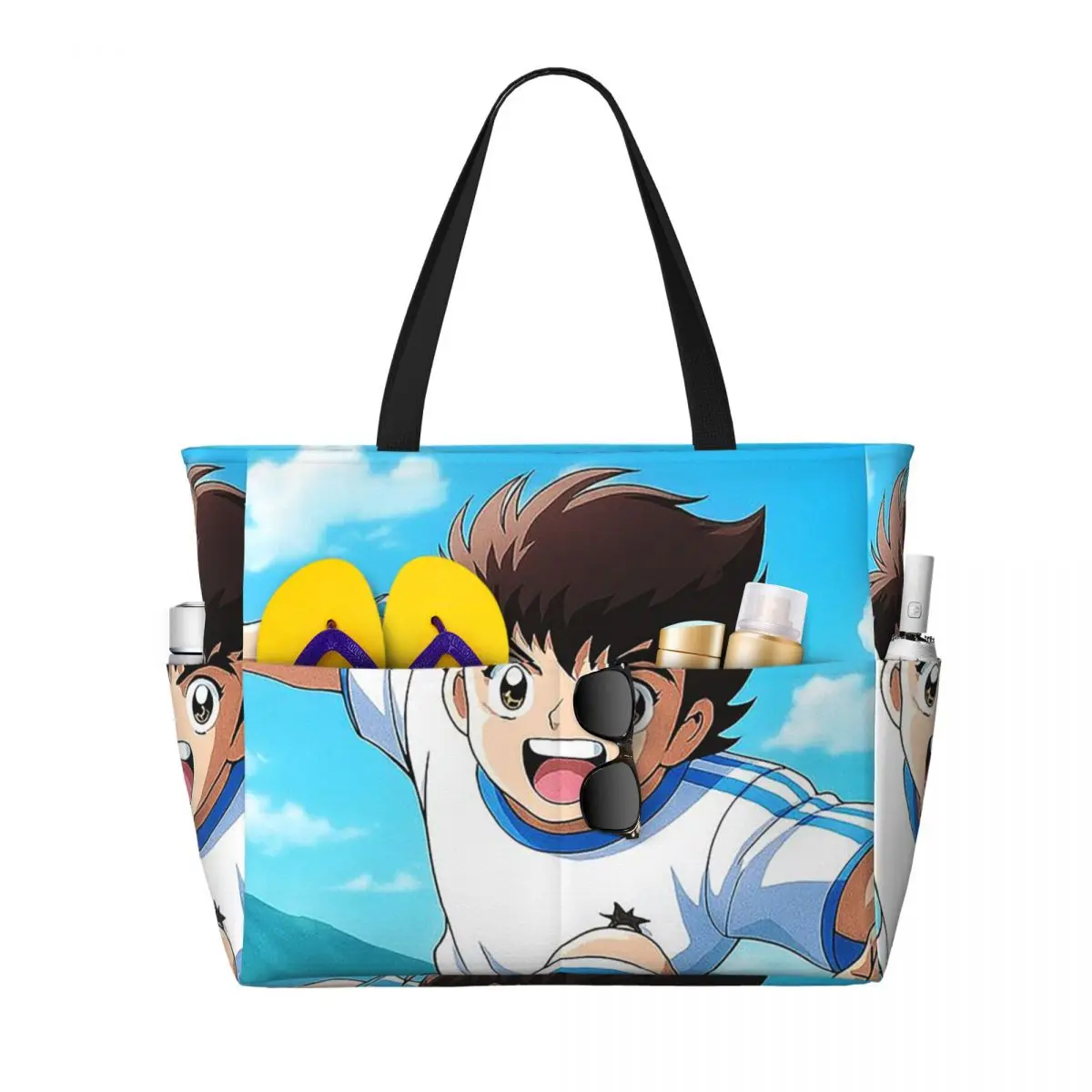 

Captains Tsubasas Japan Football Anime Beach Tote Bag Sport Gym Yoga Duffle Large Tote Bag Women Travel Bag Fitness bag