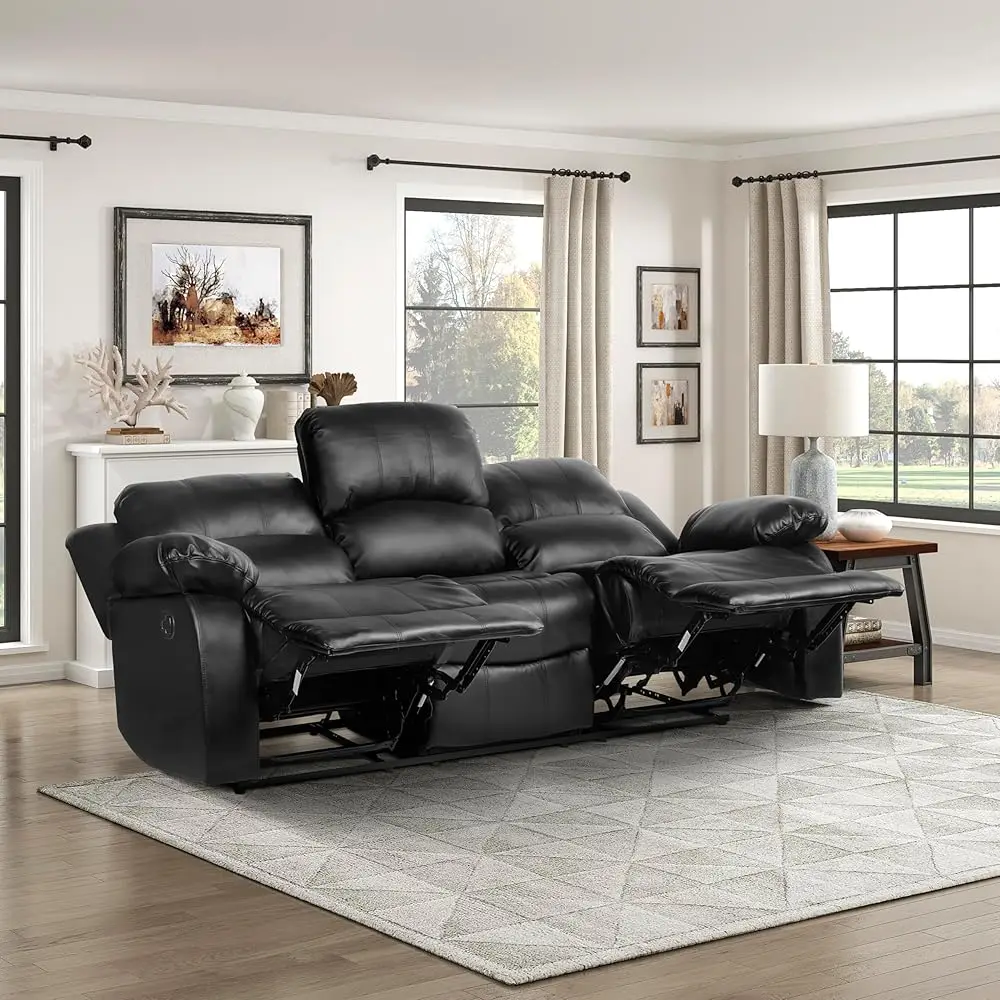 

Humphreys Loveseat Recliner - Soft Faux Leather Double Reclining Sofa, Manual Pull Tab, Wall Hugger, High-Density Foam, Solid