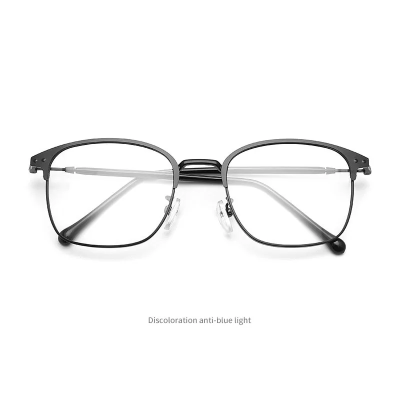 Photochrome rahmenlose Brillen für Herren, modische Brillen, Anti-Strahlungs-Augen-Sonnenbrillen für Herren, koreanische Brillen, rechteckig, Compute – Detail 9