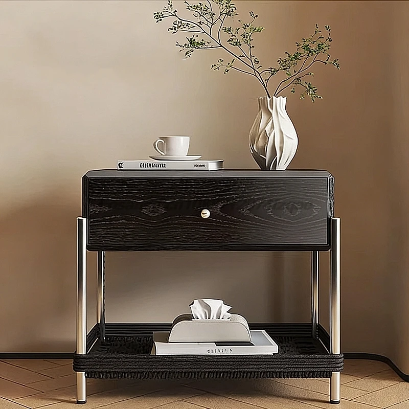 Mid Century Ash Wood Nightstand Full Solid Wood Bedside Table Vintage Aesthetic Modern Small Bedroom Storage Side Cabinet Piece