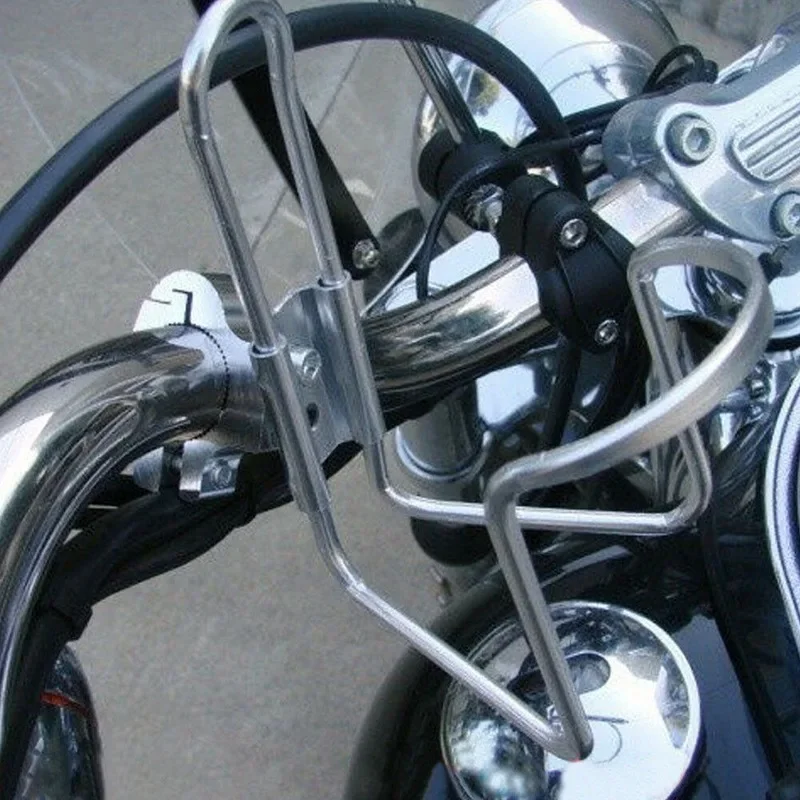 مقود للدراجات النارية من سبائك الألومنيوم ، حامل أكواب مشروبات ، مشروبات ، حامل زجاجة ماء ، إكسسوارات فضي ، شاملة ، 1 مناء