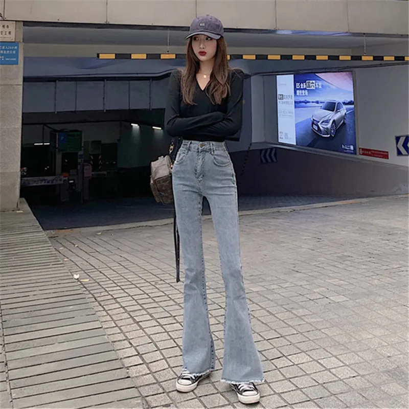 

High Waist Wide Leg Jeans Women Loose Fit Bootcut Denim Pants Straight Loose Slimming Long Trousers Spring Autumn Korean Style