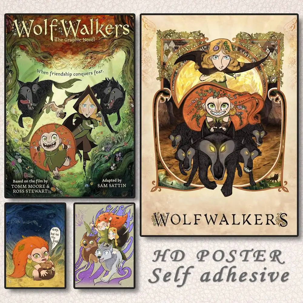 ملصق أيرلندا W-Wolfwalkers عالي الدقة على الحائط اللاصق المقاوم للماء وغرفة المعيشة المنزلية وغرفة النوم والديكور الجمالي