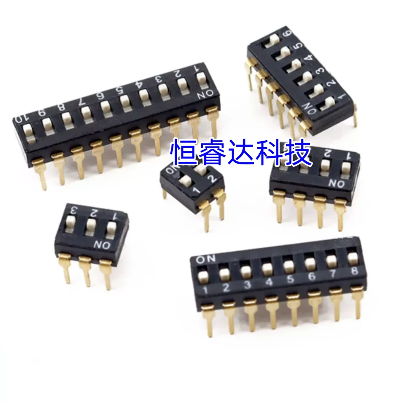 100pcs/lot Slide Type SMT SMD Dip Switch, 2.54mm Pitch 2 Row 4 Pin 2 Position / 8 pin 4 Position / 16 pin 8 Position