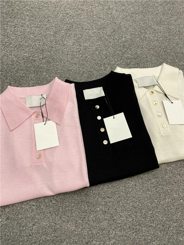 Dave&Di Tshirts Casual Top Commuting Versatile Merino Wool POLO Shirt Short Knitted Sleeved Top Women 2024