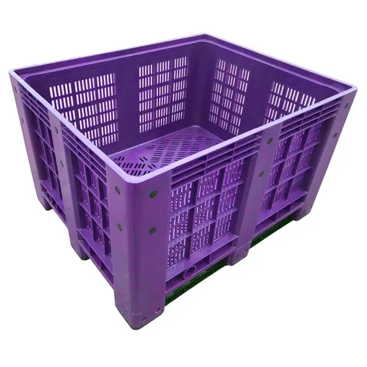 Heavy Duty Large Vented Food Grade Plastic Bulk Bin Stackable Pallet Crates for Sale