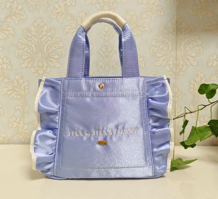 Japanese New Design Ruffled Silk Letters Square Handbag Female Girls Sweet Tote Bags