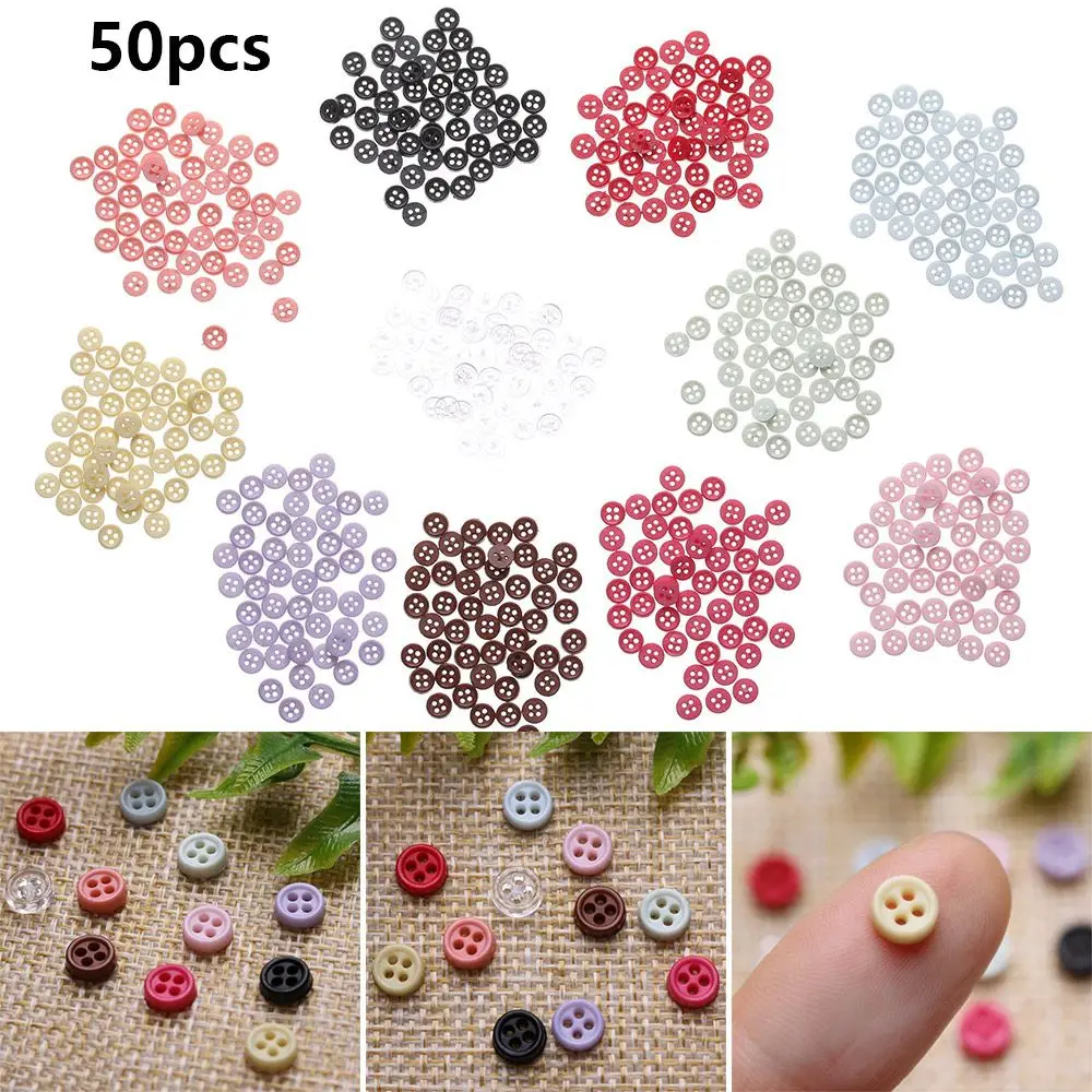 50pcs Cute Girl Gift Craft Dollhoues Miniature Clothing Sewing Buckle Mini Buttons Plastic Buckles DIY  Clothes