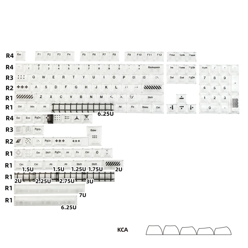 138 Keys/set Full Transparent Keycap PC Material Dye Subbed Key Caps KCA Profile Backlit Keycaps For Keychron Anne GH60 GK64