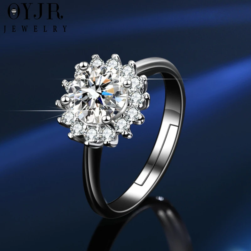 

OYJR Silver Plated Sunflower Women Wedding Promise Rings Adjustable Size