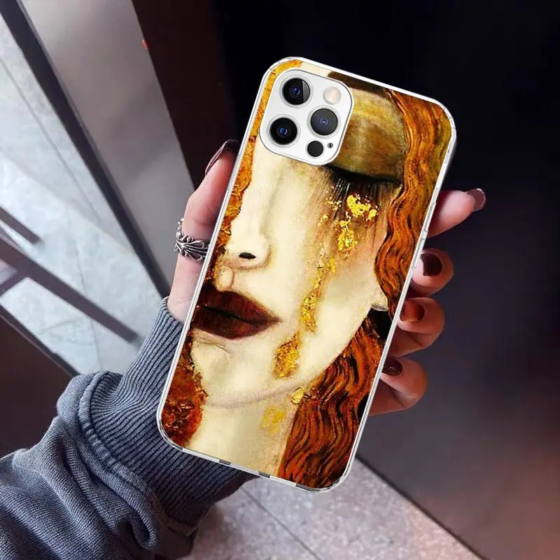 Kiss by Gustav Klimt Desig Phone Case for Apple iPhone 16 15 14 Plus 13 12 Mini 11 Pro Max X XR XS 7 + 7G 8G SE 2020 Soft Cover