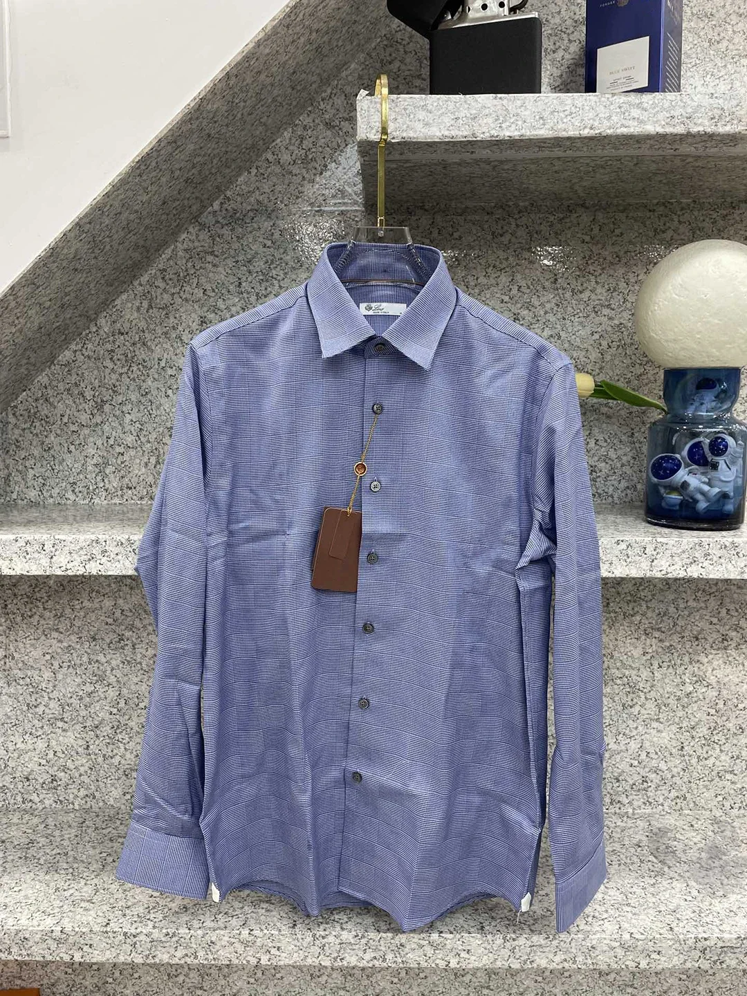 BLLIYOSS Camisa de algodón con cuentas de seda para hombre 2024 nuevo FW informal de negocios de alta calidad con mangas Old Money diseño de cuello sencillo