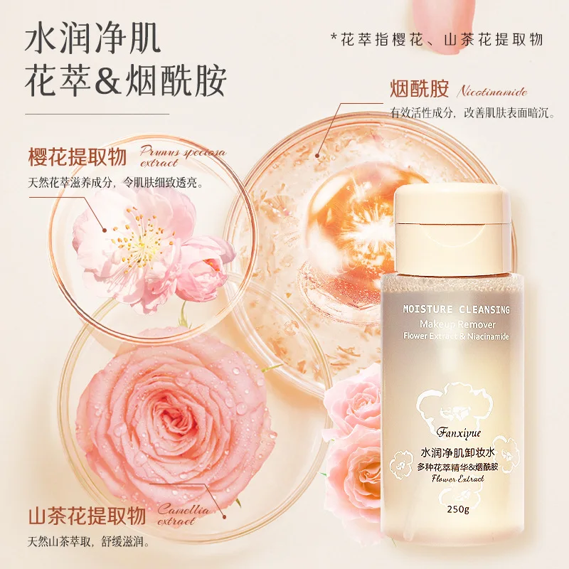 Amino Acid Makeup Remover Water 250g with Pump, Gentle Cleansing for Sensitive Skin, Effectively Removes Impurities