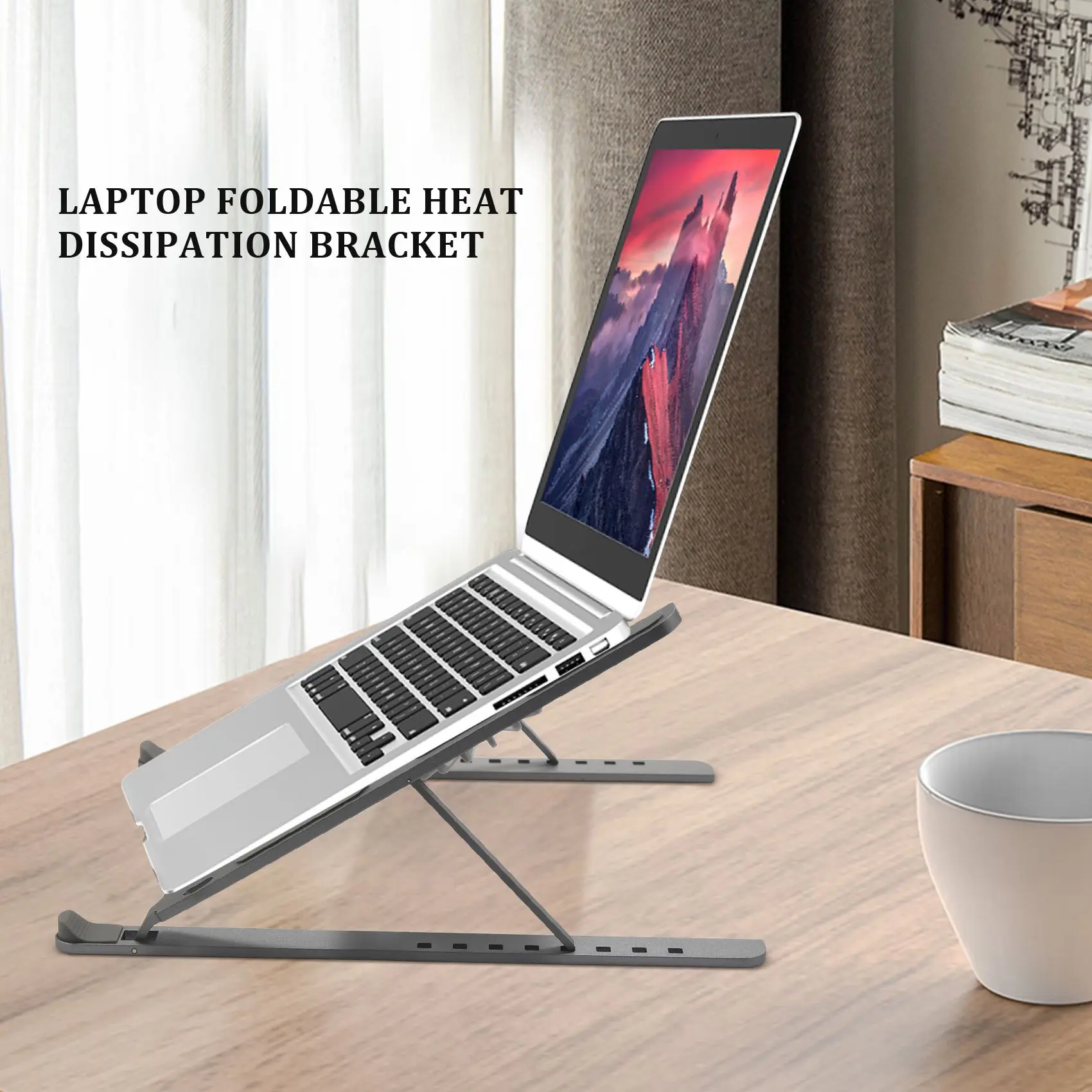 Laptop Stand Foldable Heat Dissipation Laptop Stand Ergonomic Adjustable Laptop Stand for Home Office Deep space gray