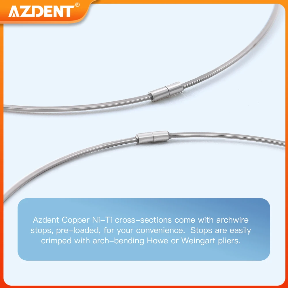 Dental Orthodontic Arch Wires AZDENT Copper Nickel Titanium with Stops Preformed 35˚ Super Elastic Cu-NiTi  Round  Rectangular