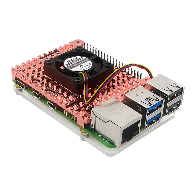 Dissipador De Cobre Puro para Raspberry Pi 5, Caso De Refrigeração De Metal, Ventilador Opcional, Resfriamento Passivo, Resfriamento Ativo, Gabinete De Cobre