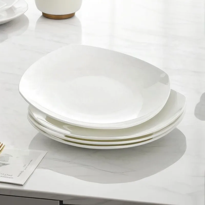 8 inch, plain white bone china dinner plate, porcelain serving platter, ceramic serving dishes, restaurant supplies, catering