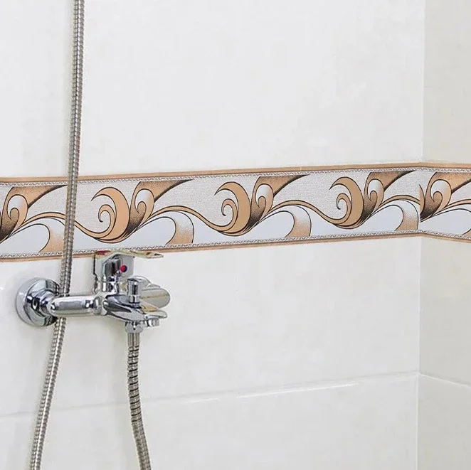 10Meters Self Adhesive Wall Skirting Border Sticker Waterproof Wallpaper Floral Vintage Home Kitchen Floor Decoration Sticker