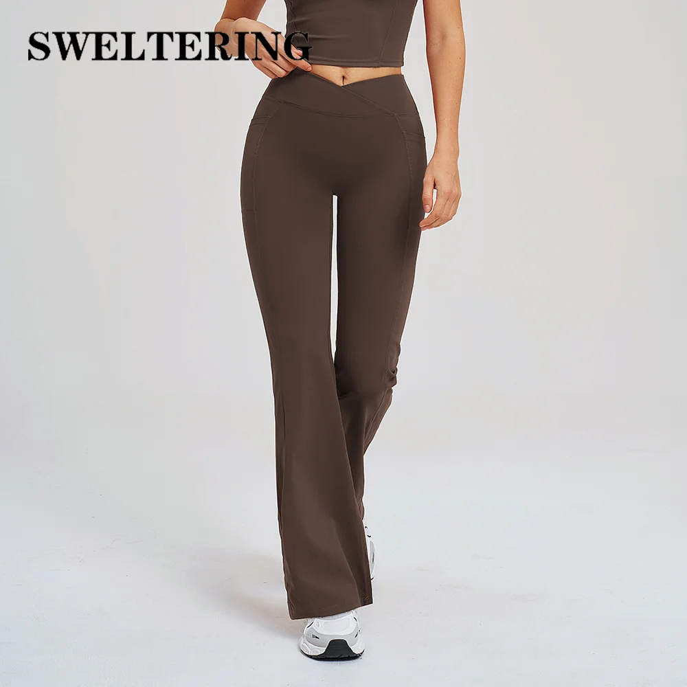 

Yoga Flared Pants Women's High Waist Wide Leg Bell Bottom Trousers Gym Workout Sports Flared Pant Female Latin Dance Trousers