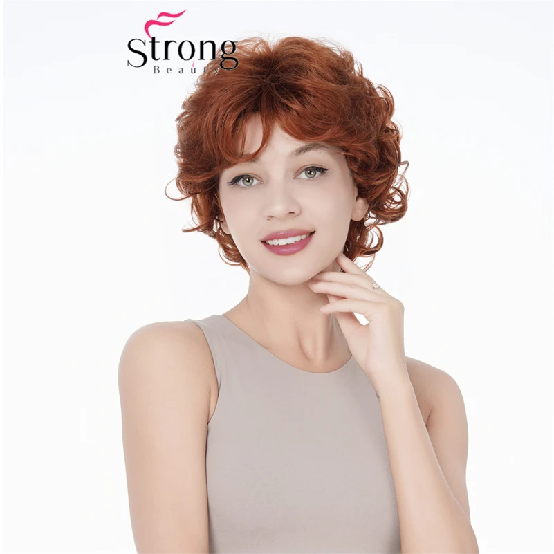 Strongbeauty Short Copper Red Wig For Women,Thick Fluffy Full synthetic Wigs for women