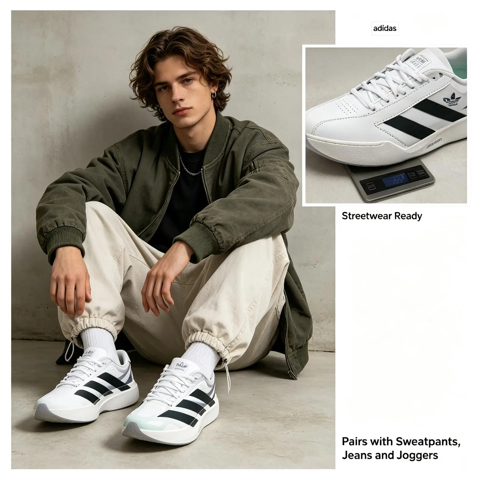 Adidas Classic Lifestyle Sneakers White Black Stripes Breathable Mesh Upper Lightweight Cushion Casual Walking Training Shoes