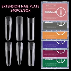 240pcs XXL Long Square Full & Half Cover 2 In 1 Matte Fake Nail Quick Extension Soft Gel Tips For Women And Girls Manicure Press