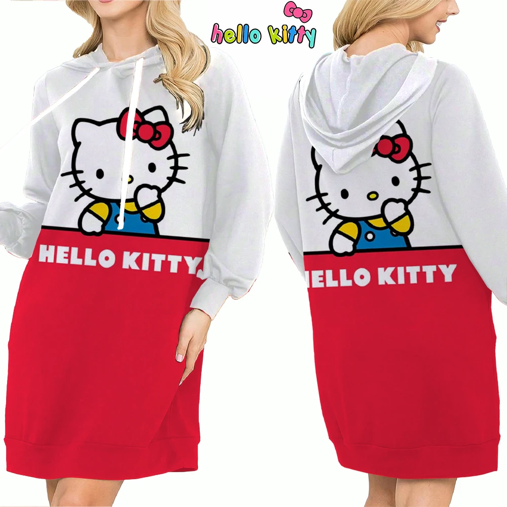 Hello Kitty Top Y2k Clothes S-3XL Kawaii 2024 Lovely Autumn/winter Sweatshirts Women\'s Hoodie Dress Anime Streetwear Hoody Woman