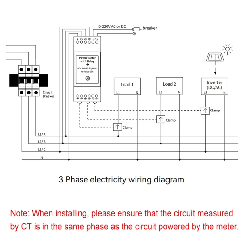 B47C Tuya Smart Wifi Monitor di energia trifase con morsetto 80A CT App bidirezionale Monitor Consumerazione di energia e statistiche di elettricità