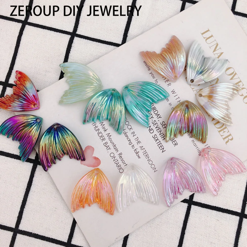 DIY jewelry accessories 27 * 26mm resin Symphony gradual change fishtail handmade earrings stud earrings20PCS
