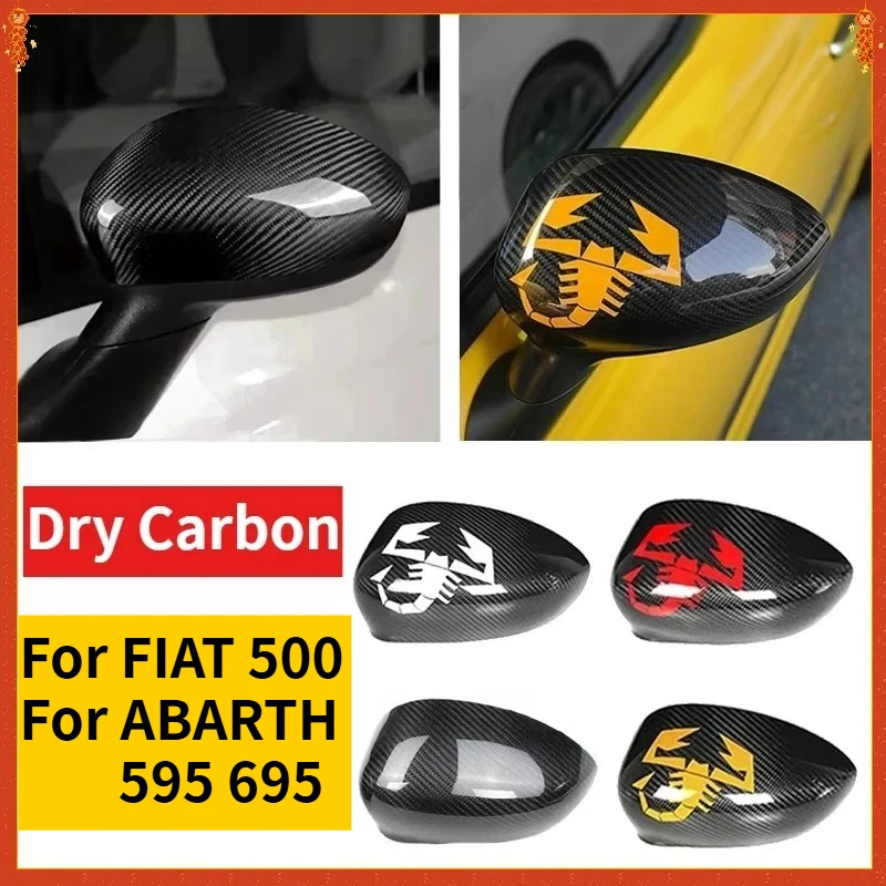 

For FIAT For ABARTH 500/595/595C/695｜Real Dry Carbon Fiber｜Rearview Mirror｜Housing View Covers Cap｜09-2024｜modification Body Kit