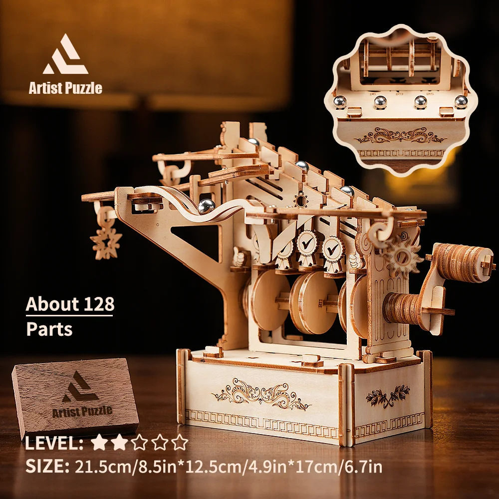 3D Wooden Marble Run Puzzle Model Kit para crianças e adultos, brinquedos educativos, kit de blocos de construção, presente de aniversário, quebra-cabeça best-seller, adolescentes