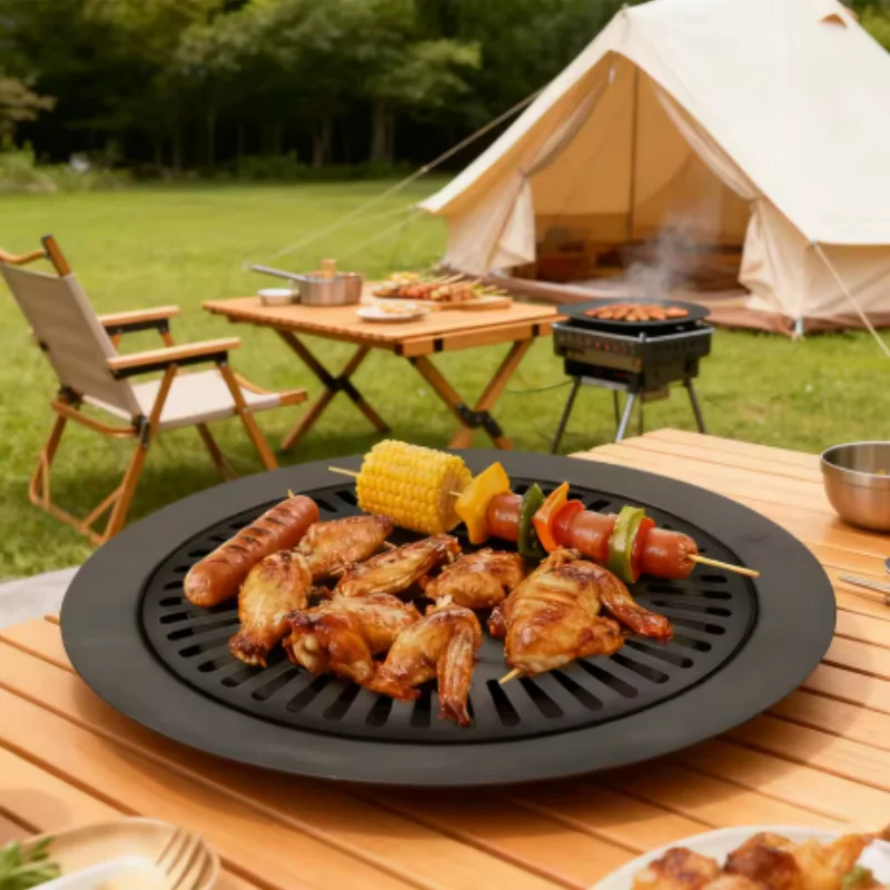 Korean Portable Smokeless BBQ Grill Pan Set for Household Gas Stove Top Healthy Outdoor Cooking Roasting Tool