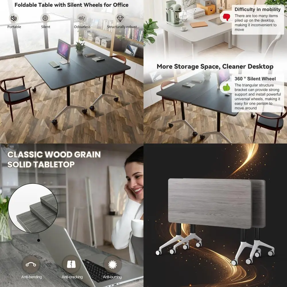 

Mobile Conference Table with Wheels, 47.2x2ft, Suitable for Office Meetings and Training Rooms