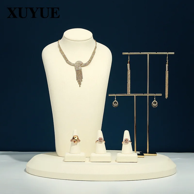 Jewelry props Beige super fiber model portrait Necklace Display Rack window display Earrings Jewelry Rack