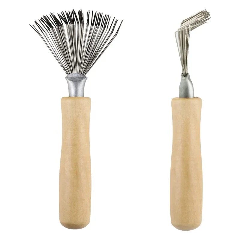 1 قطعة سلك معدني أشعل النار فرشاة شعر خشبية أداة تنظيف العناية بالشعر صالون تصفيف أدوات صغيرة فرشاة إزالة الأوساخ الشعر للمنزل والصالون